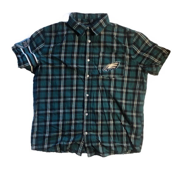NFL Other - NFL Eagles short sleeve plaid button down